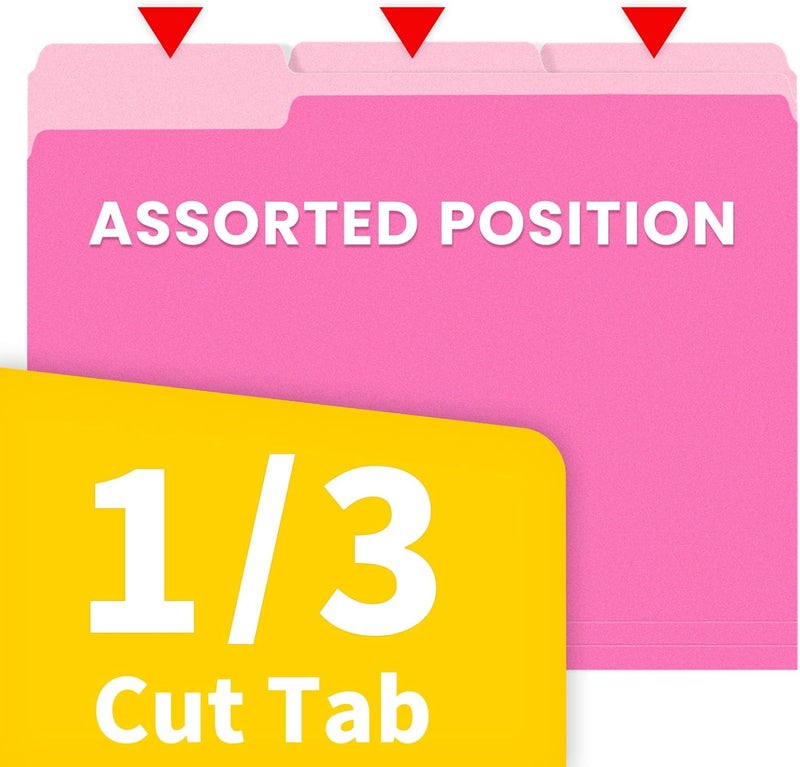 SUNEE File Folders, 30 Pack Manilla Folders 8.5 x 11, Colored File Folders Home Office School Supplies for Documents Files Paper, Neon Pink - Image 4